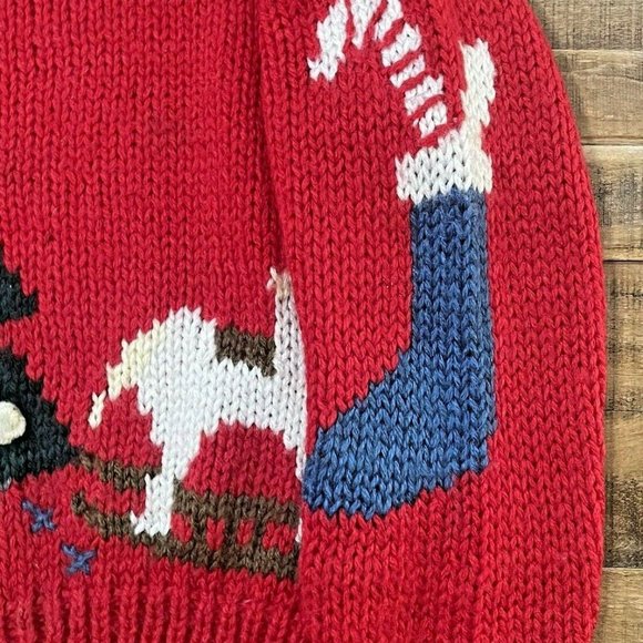 VTG Windcrest Hand Knit Women's Christmas Sweater Sz S Victorian Rocking Horse - Picture 2 of 8